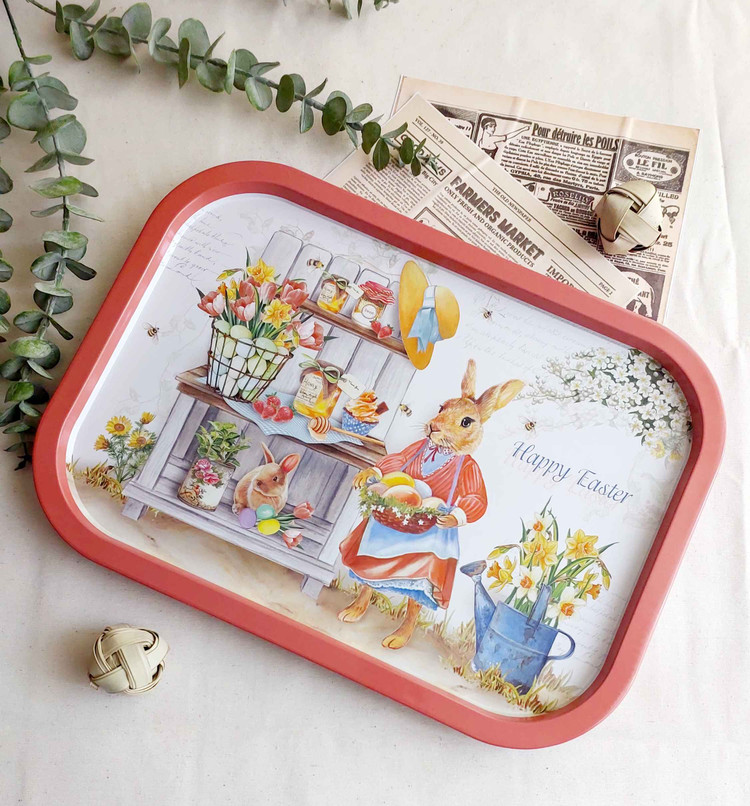 سینی سایز بزرگ فلزی طرح خرگوش🐇