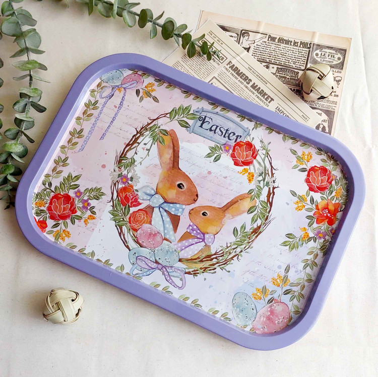 سینی سایز بزرگ فلزی طرح خرگوش🐇