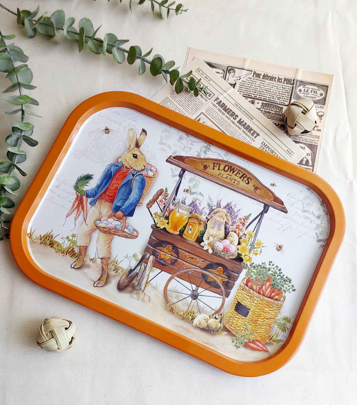 سینی سایز بزرگ فلزی طرح خرگوش🐇